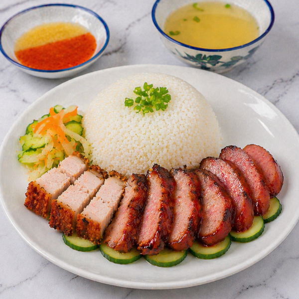 RoastPork+BBQ+RoastSausageRice 烧肉+叉烧+烧肠饭